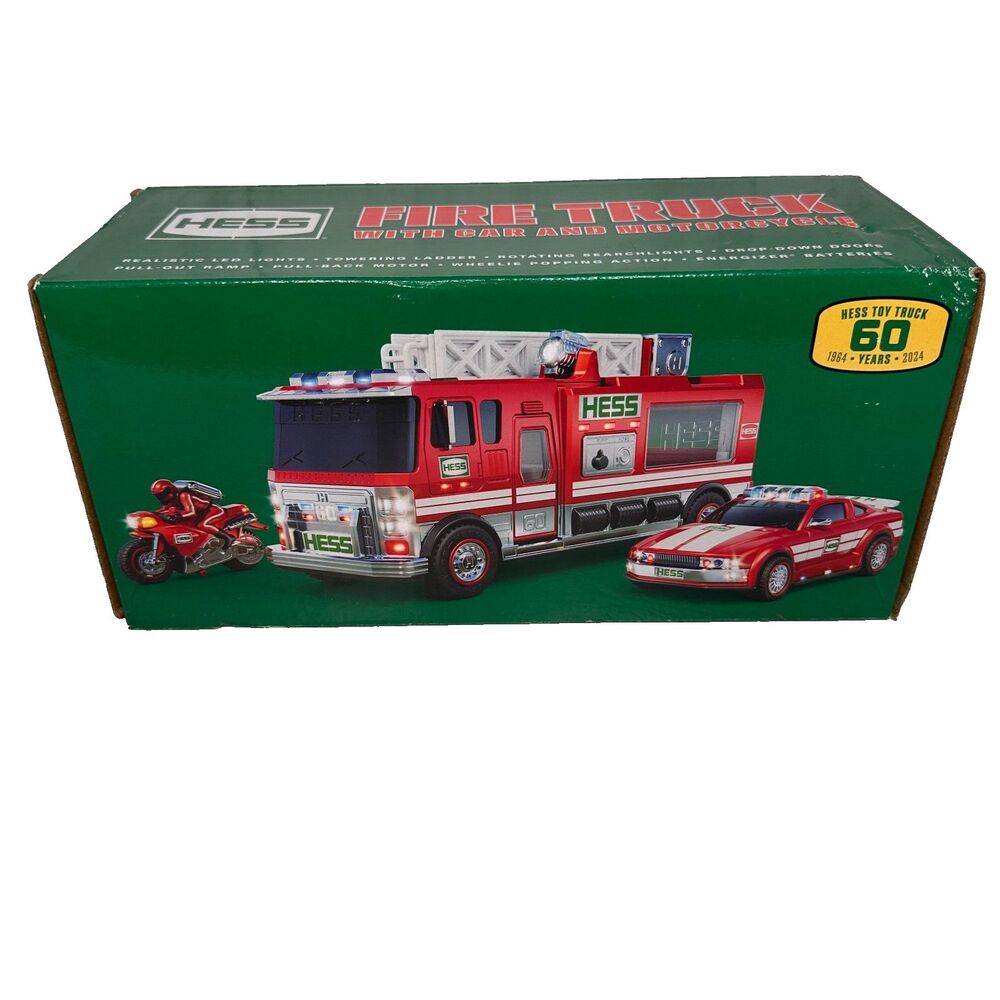 2024 Hess 60th Anniversary Fire Truck Car & Motorcycle NEW IN BOX